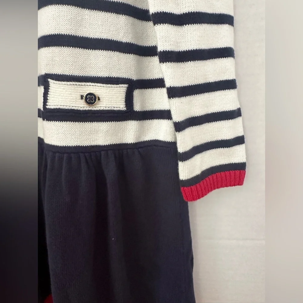 NWT GYMBOREE Red Navy White Striped Sz. 7 Long Sleeve Casual Cotton Dress!